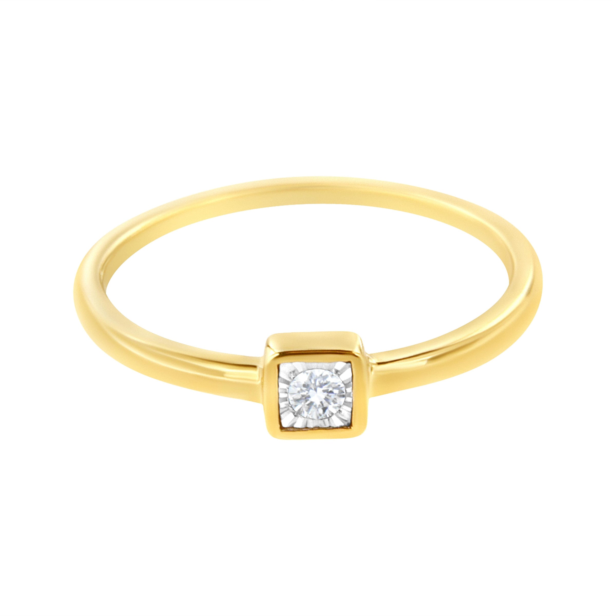 14K Yellow Gold Plated .925 Sterling Silver 1/20 cttw Miracle Set Diamond Promise Ring (J-K Color, I1-I2 Clarity) - Size 6