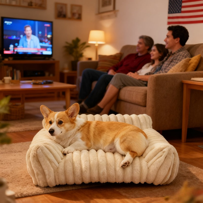 Cute Cat Couch For Pets - Fluffy Cat Beds With Premium Soft Corduroy Fleece, Fuzzy Cats Beds For Indoor Cats With Remova