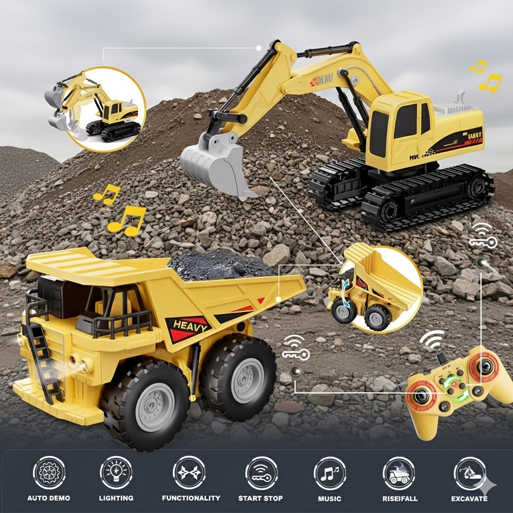 Remote Control Excavator Construction Vehicle Set Educational Construction Toy For Children