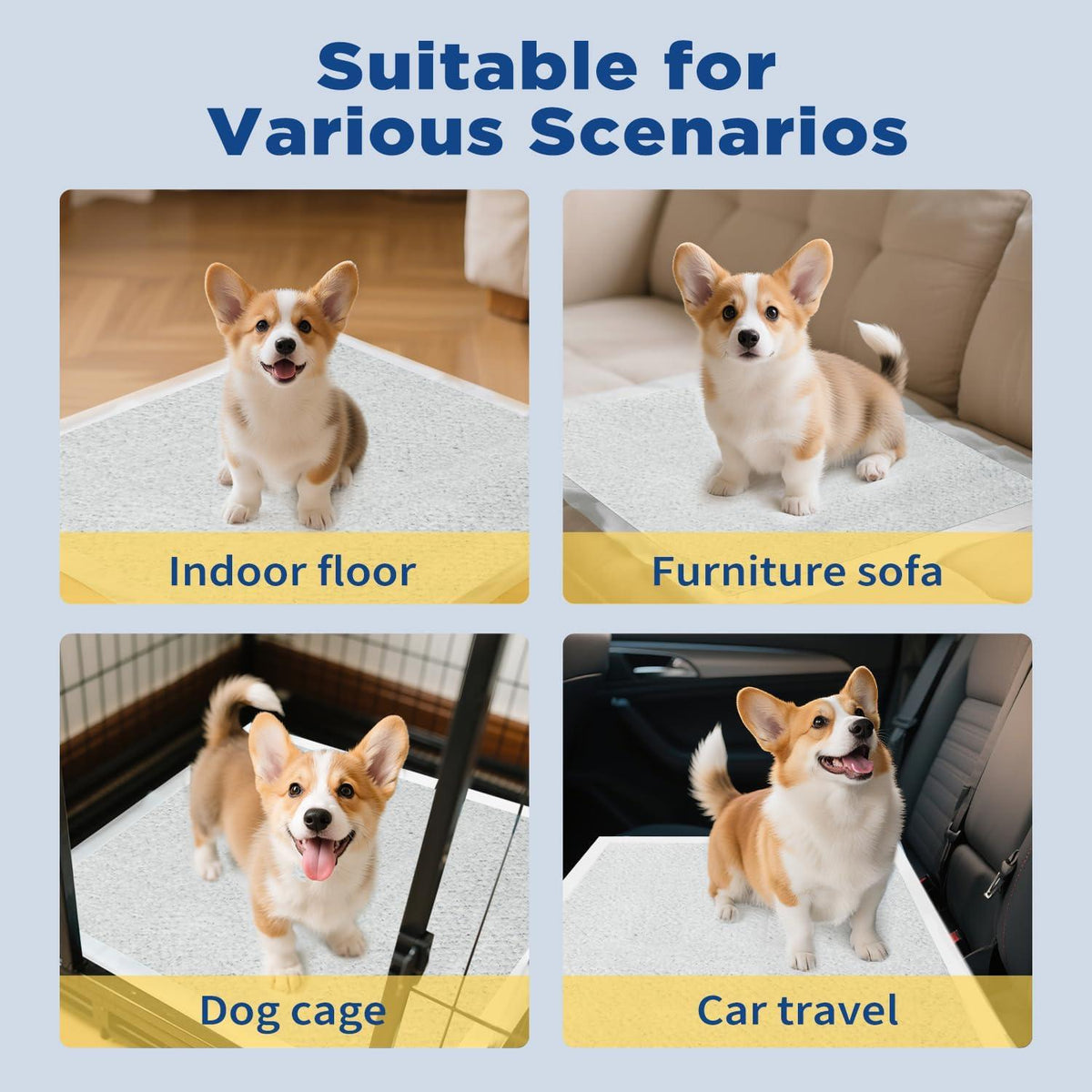 50-Pack Pet Training Pads Puppy Pads 5-Layer Leak-Proof Design 22-Inch Square Disposable Pads Super Absorbent Suitable F