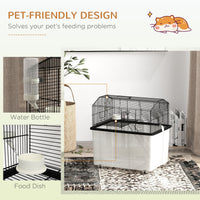 22" 2-Tier Hamster Cage with Extra-Deep 14" Base, Small Animal Cage with Ramp, Water Bottle, Food Dish, Wheels, Black