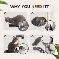 Cat Wall Shelf with Scratching Post, Play Balls, Platforms, Dark Grey