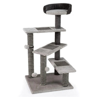 37" tall Cat Stairs with Scratching Mats - 3-Tier Perches, Spring Ball & Dangling Toys for Cats