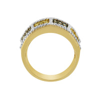 14KT Yellow Gold Champagne, Yellow and Round Diamond Band Ring (1 1/2 cttw, H-I Color, I1-I2 Clarity)