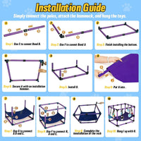 Indoor Puppy Play Gym with Hammock 8 Toys Dog Enrichment Activity Center