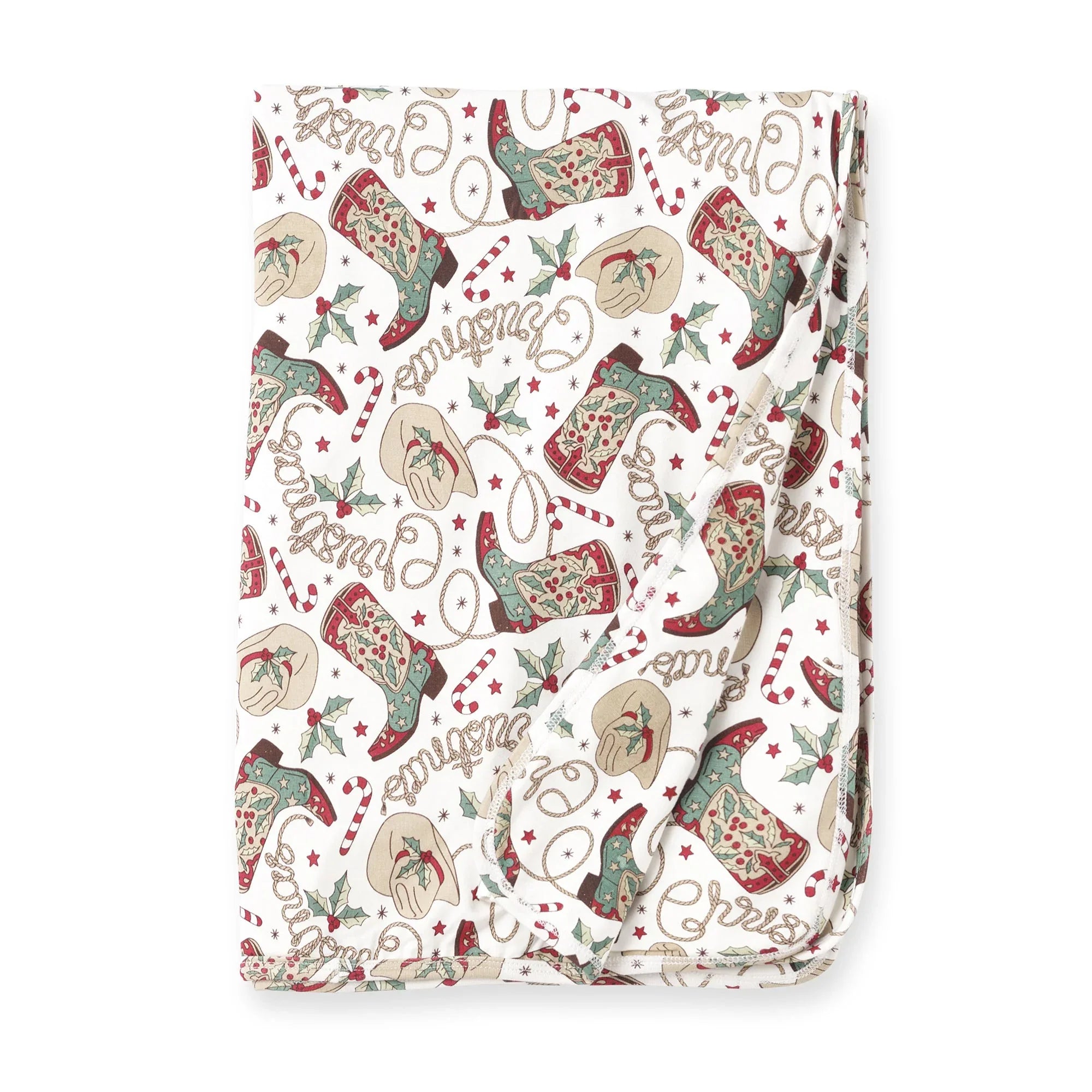 Western Christmas Stroller Blanket – Soft Bamboo Holiday - BIG FRENCHIES