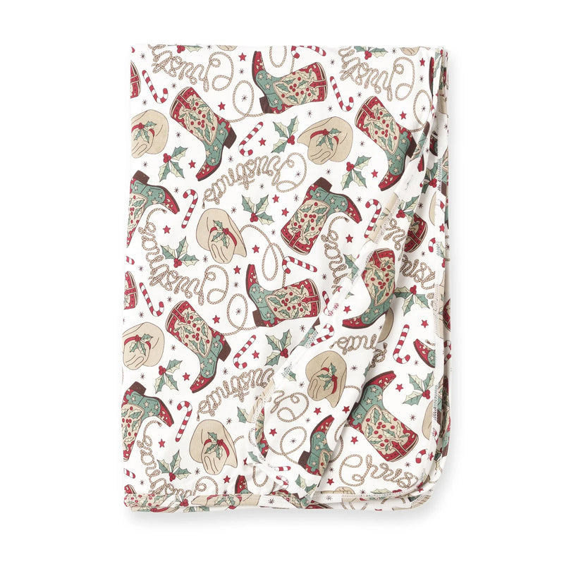 Western Christmas Stroller Blanket – Soft Bamboo Holiday - BIG FRENCHIES