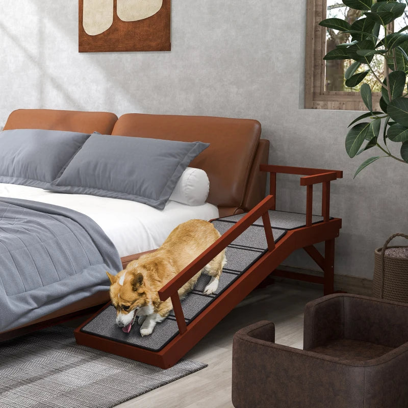 PawHut Wooden Dog Ramp With Removable Guardrails, Non-Slip Surface