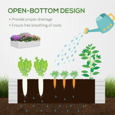 Outsunny Galvanized Raised Garden Bed With Mini Greenhouse Cover, Outdoor Metal Planter Box With 2 Roll-Up Windows For G