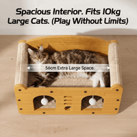 Multi-Style Double-Layer Cat Scratcher House, 2-Tier Large Cat Villa Bed With Corrugated Cardboard, Interactive Hanging 