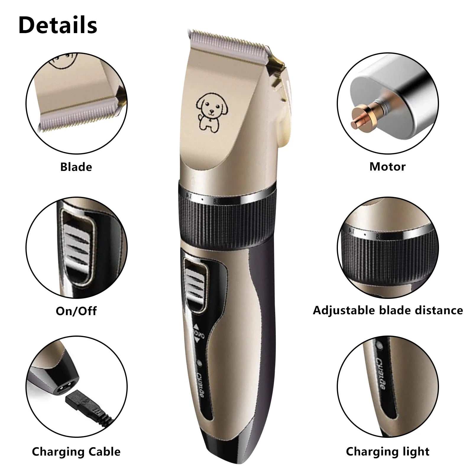 Rechargeable Dog Clippers, Low Noise Pet Shaver Dog Grooming Kit Cordless Professional Dog Hair Trimmer with Comb Scissors for Dogs Cats & Others - BIG FRENCHIES