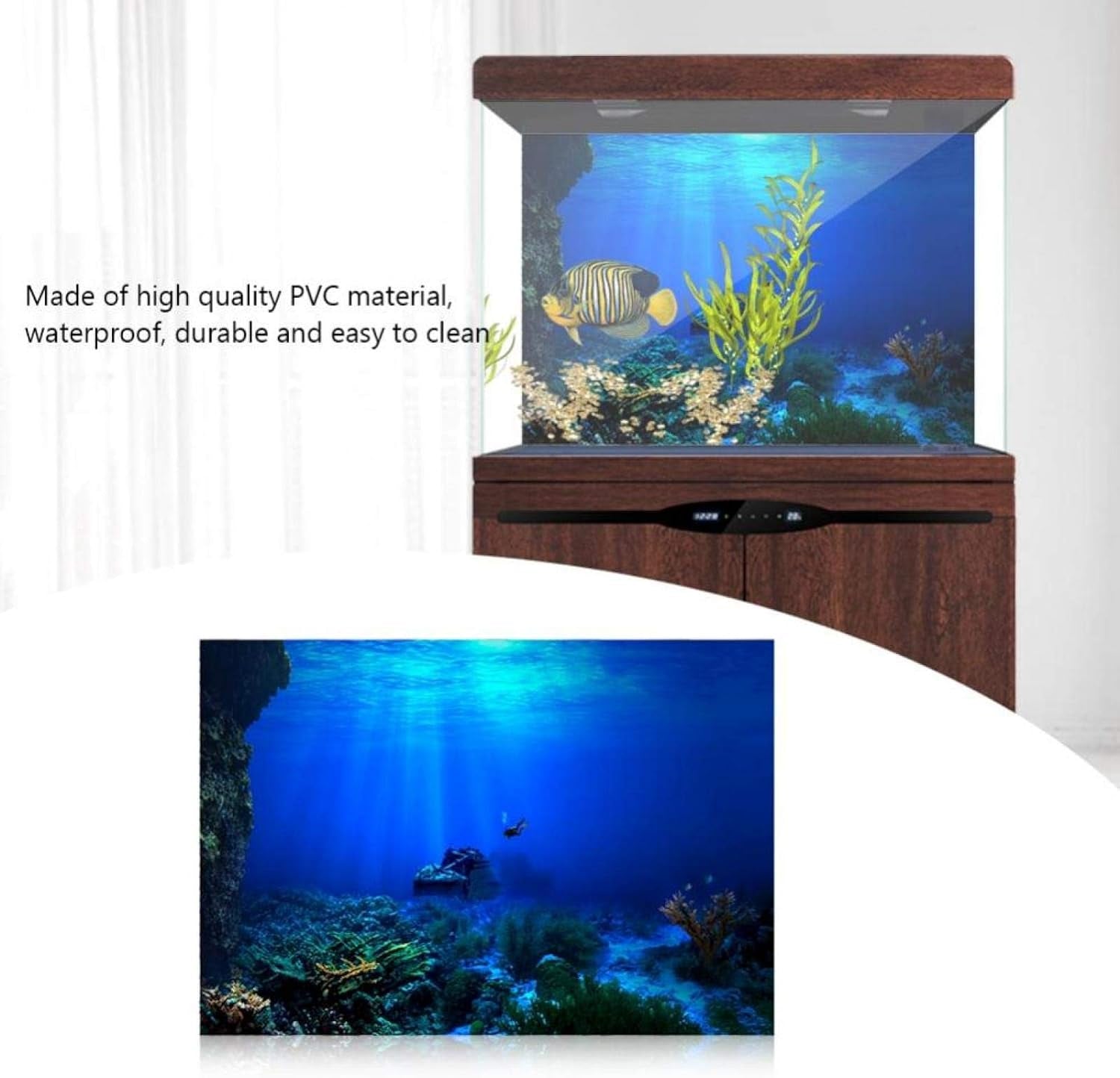 Aquarium Poster, Effect Underwater Background Sticker Thicken PVC Adhesive Static Cling Backdrop Fish Decorative Paper(61×30Cm) - BIG FRENCHIES