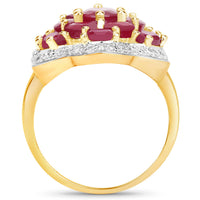 14K Yellow Gold Plated 4.18 Carat Genuine Glass Filled Ruby .925 Sterling Silver Ring