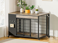 38in Dog Crate Furniture - Dog Crate With DIY Frame, Sliding Door Indoor Kennel, Wooden Dog Cage End Table, For Medium-L
