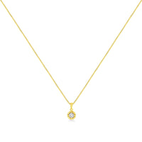 14K Yellow Gold Plated .925 Sterling Silver 1/2 Cttw Brilliant Round Cut Diamond Solitaire Milgrain 18" Pendant Necklace (K-L Color, I2-I3 Clarity)