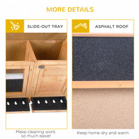 Large Bunny Hutch, Rabbit Cage With 2 Outside Areas And 1 Main House For Small Animals, Yellow