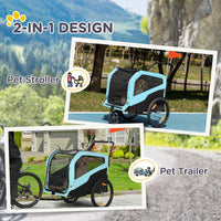 2-in-1 Dog Bike Trailer Pet Stroller Carrier For Large Dogs With Hitch, Quick-release Wheels, Foot Support, Pet Bicycle 