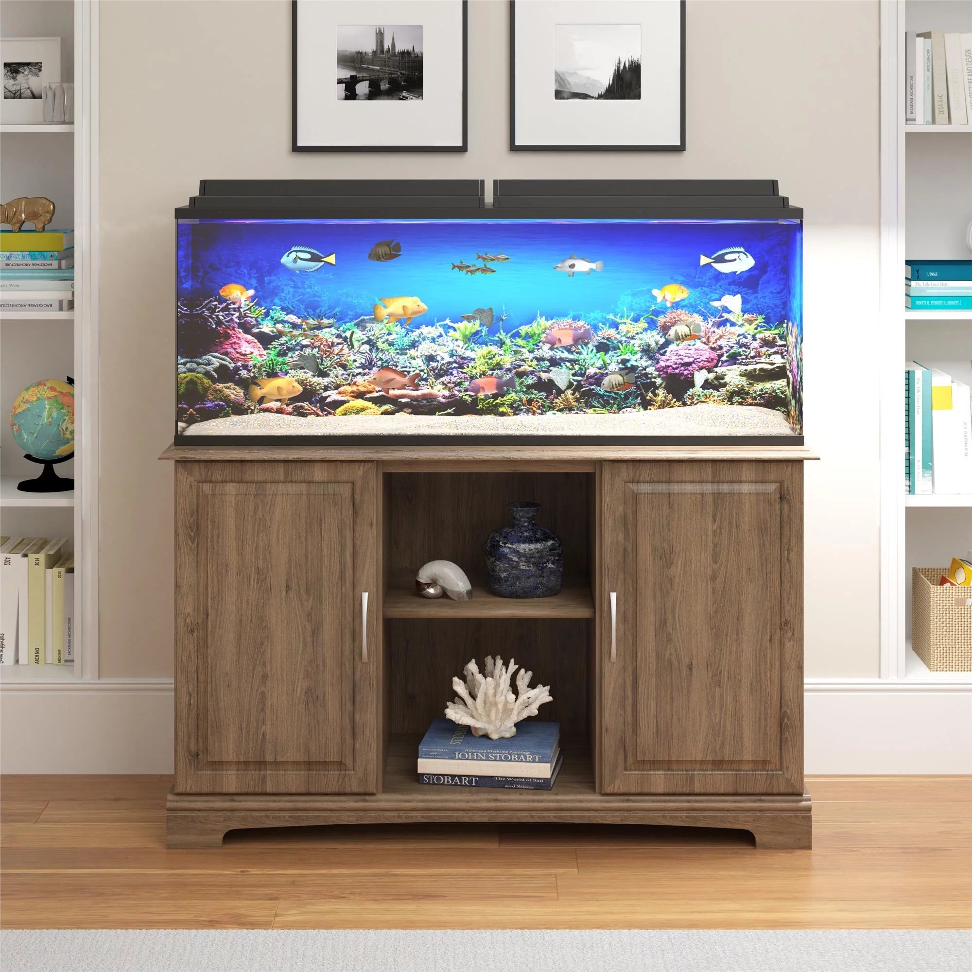Alta Vista 50 - 75 Gallon Aquarium Stand, Rustic Oak - BIG FRENCHIES