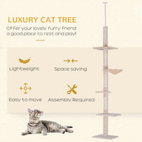 8.5ft Cat Climbing Tree 5-Tier Kitty Activity Center with Scratching Post Beige