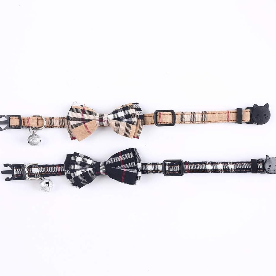 Cat Collars Breakaway With Cute Bow Bell 2 Pack Kitten Collar Plaid Cat Collar With Removable Bowtie Cat Collar For Cats