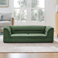 Oversized Pet Sofa, Curved Armrest Rectangular Dog Sofa, Linen Fabric Comfort Pet Couch for Large & Oversized Dogs-Olive