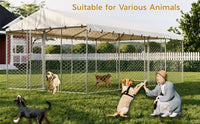 10x20 FT Large Outdoor Dog Kennel with Canopy, Heavy Duty Galvanized Steel Frame, Waterproof Cover, All-Weather Protecti