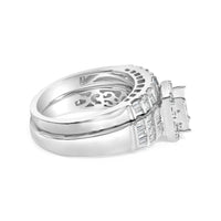 Sterling Silver 1.0 Cttw Diamond Composite Head Bridal Engagement Ring Set