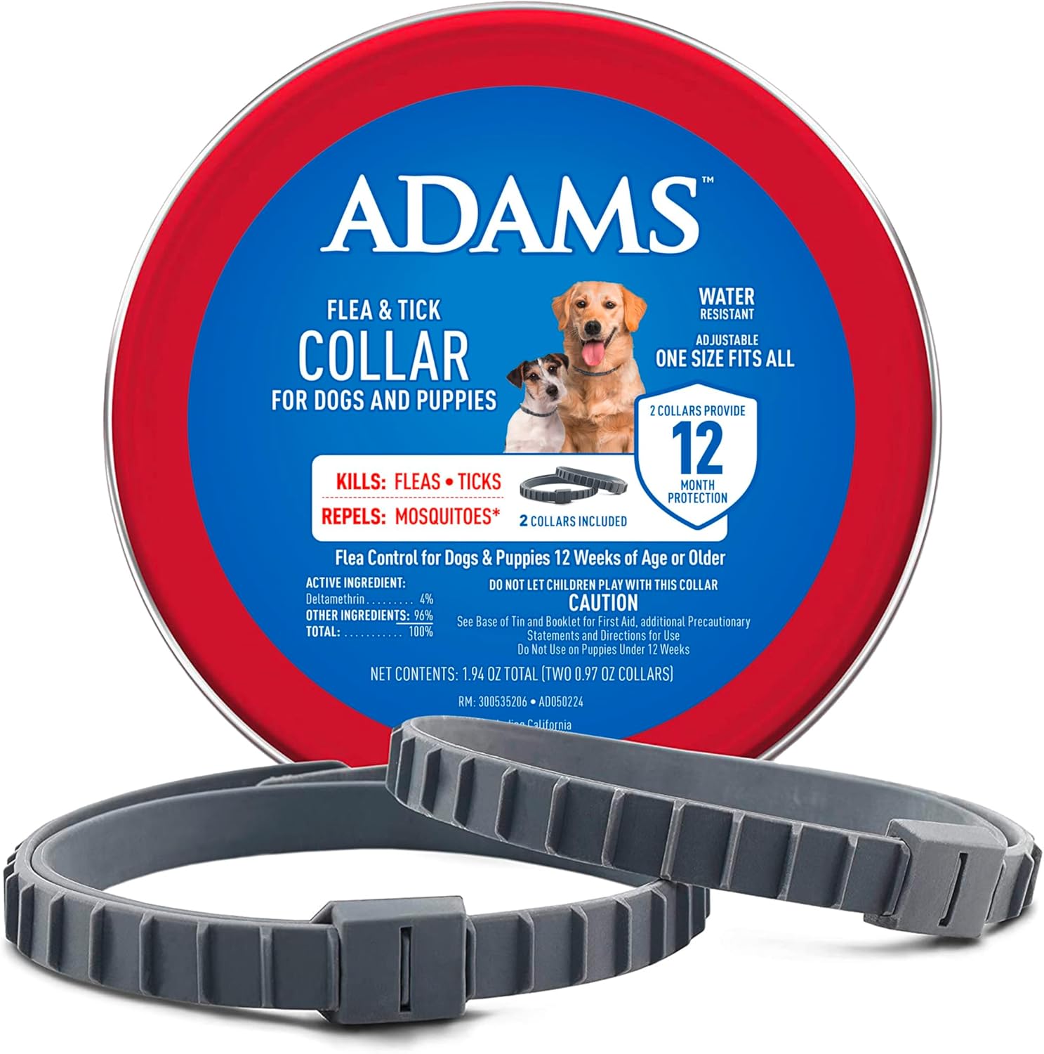 Adams Flea & Tick Collar for Dogs & Puppies Flea Collar Protection 2 Count