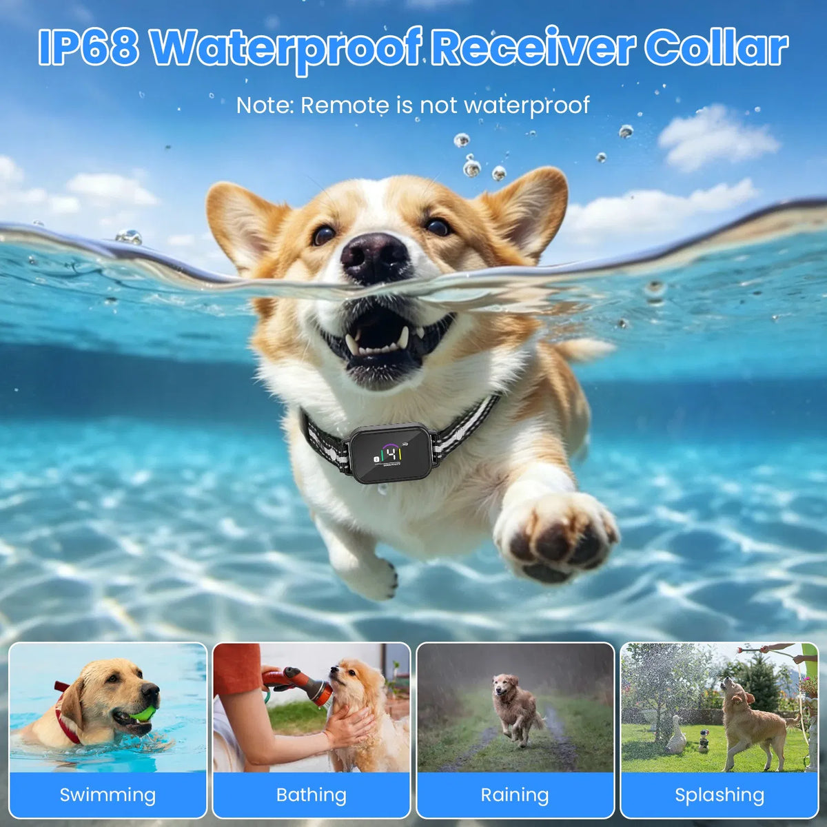 2-in-1 Dog Shock and Bark Collar Dog Training Collar with Remote 1/2/3 Collars(Options) Rechargeable IP68 Waterproof wit