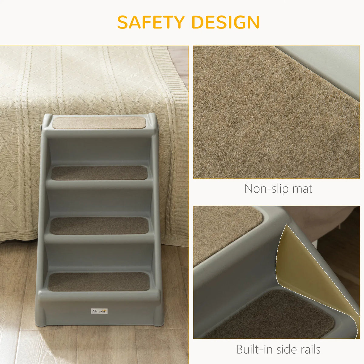 4-Level Portable Dog Stairs, Foldable Dog Steps for Small Dogs, Lightweight Cat Steps, with Nonslip Soft Mats, for High 