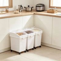 3-Pack 25L Large Rice Storage Container, Airtight Dog Food Dispenser Bin with Wheels & 3 Scoops, Kitchen Grain Cereal Fl