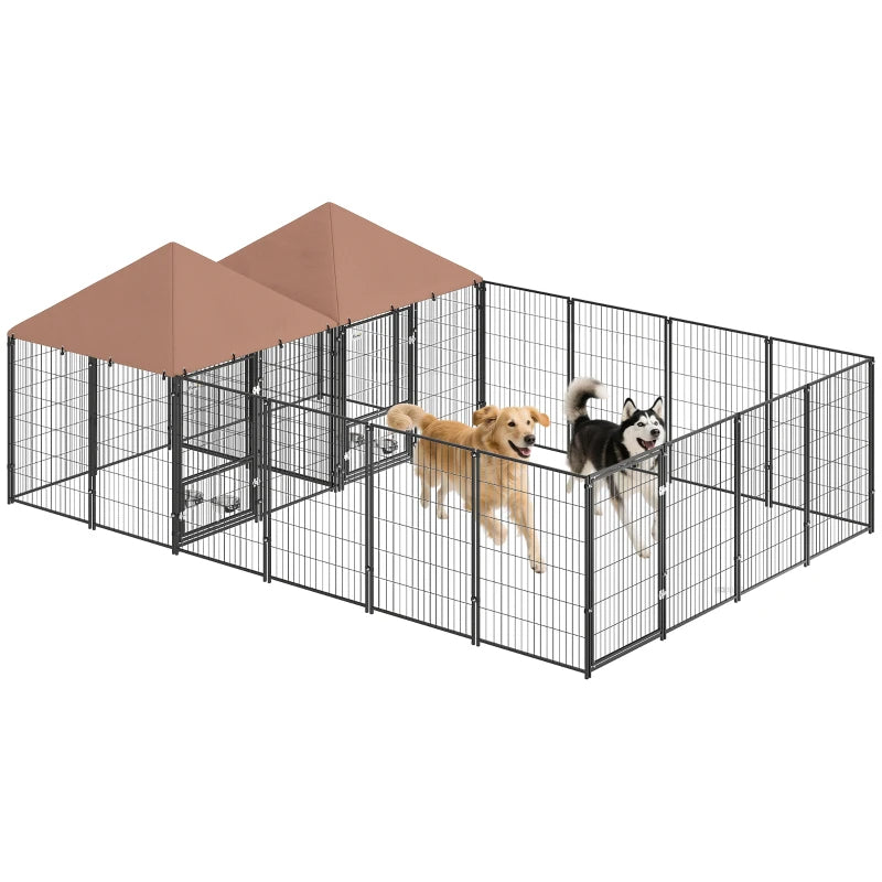 Large Outdoor Dog Kennel With 2 Rooms, Rotating & Adjustable Height Bowls, Multiple Packages Will Be Shipped Please Pay 