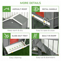 118" Extra Large Chicken Coop with Asphalt Roof, Wooden Hen Run with Slide-Out Tray and Nesting Box, Chicken Hutch for 3