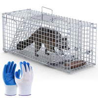 1Pc 25.59Inch Live Humane Animal Trap For Spring Summer Cage Heavy Duty Folding Catch And Release Rodent Cage For Rabbit Squirrel Possum Skunk Kitten Raccoon And More
