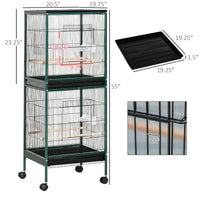 Large Bird Cage with 1.7 ft. Width for Wingspan, Bird Aviary Indoor with Multi-Door Design, Fit for a Canary, Finch, Con