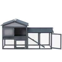 58" Large Rabbit Hutch Outdoor Indoor, Wooden Bunny Hutch, Guinea Pig Cage with Run, Removable Tray, Asphalt Roof, Locka