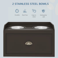 Pet Feeding Station Pet Dish Bowl Set with Storage, 2 Elevated Dog Bowls for Large Sized Dogs, Coffee
