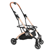 Pet Stroller for Dogs and Cats, 2-in-1 Detachable Foldable 4 Wheels Pet Stroller, Quick One-Hand Fold, Storage Basket, D