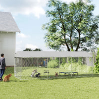 Dog Kennel Outdoor Dog Run Waterproof UV-Resist Cover Lockable Door Adjustable Bowls 20 X 7.5 X 6.5ft,Multiple Packages