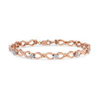 10K Rose Gold Plated .925 Sterling Silver 1/2 Cttw Diamond Infinity Link Tennis Bracelet (H-I Color, I2-I3 Clarity) -7â€