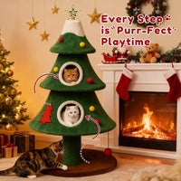 Christmas Cat Tree Tower with Houses – 48 & 52 Inch