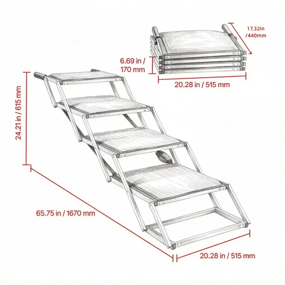 Pet Stairs with Adjustable Height for Outdoor