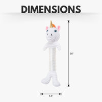 Country Living Thermoplastic Rubber Skinny Unicorn Corduroy Plush Dog Toy – with Squeaker & Crinkle Paper - BIG FRENCHIES