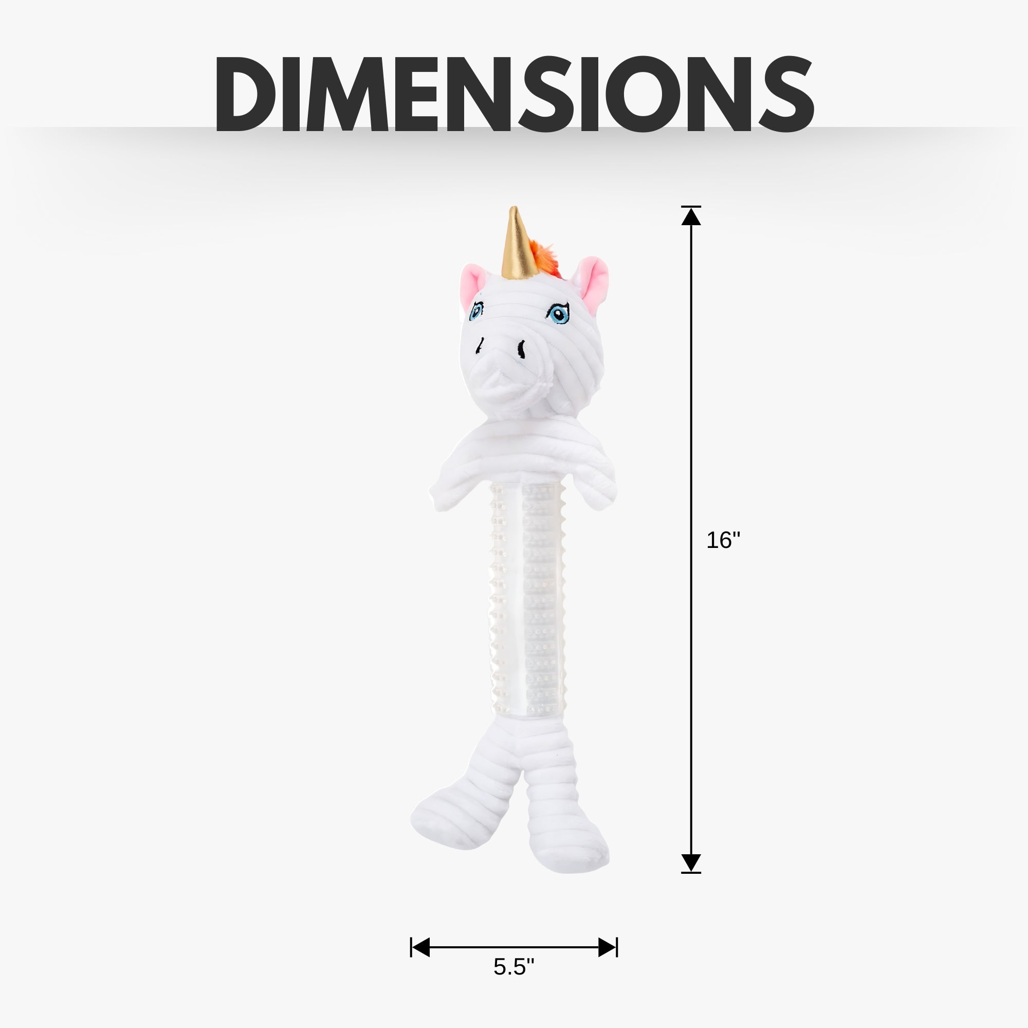 Country Living Thermoplastic Rubber Skinny Unicorn Corduroy Plush Dog Toy – with Squeaker & Crinkle Paper - BIG FRENCHIES