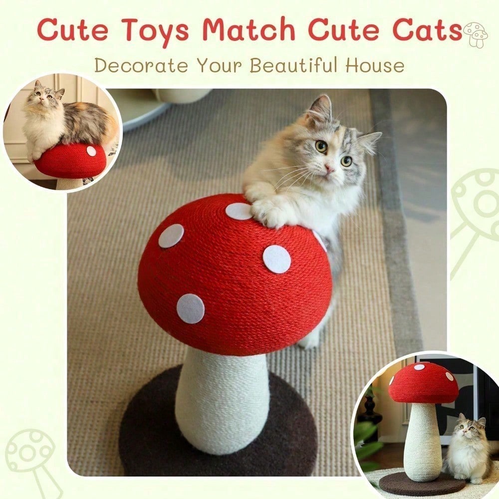 Mushroom Cat Scratching Post Unique Design, Sisal Wrapped, Ideal For Medium And Small Cats, No Assembly Required Cat Stu