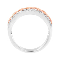 10K White and Rose Gold 1/3 Cttw Diamond Split Shank and Infinity Ribbon Band Ring (I-J Color, I1-I2 Clarity) - Size 6