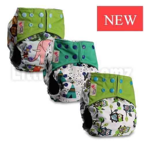 Modern Luxury Printed Washable Real Cloth Pocket Nappy,3 nappies/diapers Set For Girls and Boys Baby In Elegant Style - BIG FRENCHIES