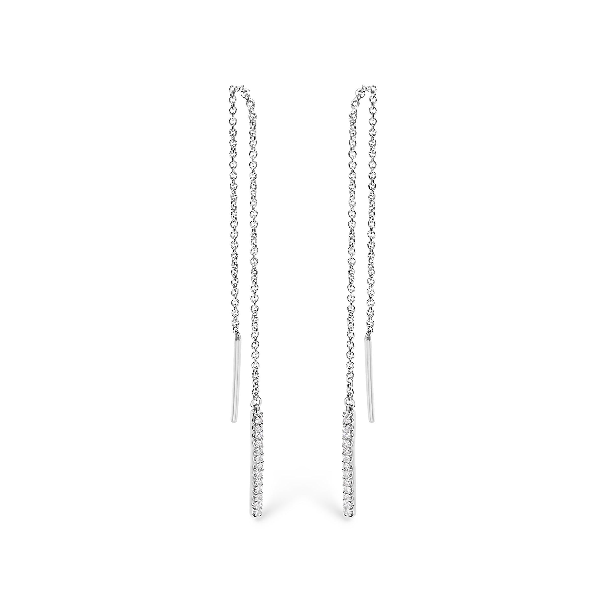 10K White Gold 1/10 Cttw Diamond Threader Earrings