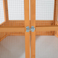 PawHut 69 Wooden Hexagonal Outdoor Aviary Flight Bird Cage With Covered Roof, BrownFor Multiple Packages, Please Pay Att