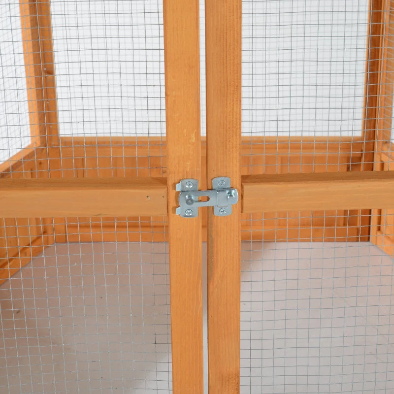 PawHut 69 Wooden Hexagonal Outdoor Aviary Flight Bird Cage With Covered Roof, BrownFor Multiple Packages, Please Pay Att